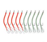 Silica Gel Eel Lure 5Pcs Stainless Steel Hook(red 10) | Offset shank design, barbed point, 14cm length, ideal for codfish and eel, para durable rubber body
