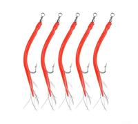 Silica Gel Eel Lure 5Pcs Stainless Steel Hook(red 6) | Offset shank design, barbed point, 14cm length, ideal for codfish and eel, para durable rubber body
