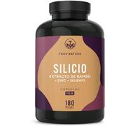 Silicio organico - 180 cápsulas - 643 mg/día - Altamente dosificado - con zinc y selenio - Suministro para 6 meses - Orgánico de Extracto de Bambú - Vegano, sin aditivos - TRUE NATURE
