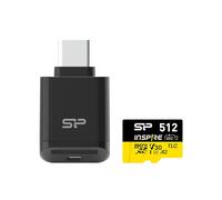 Silicon Power Inspire UHS-1 (U3) V30 - Tarjeta de memoria microSD de 512 GB con lector de tarjetas