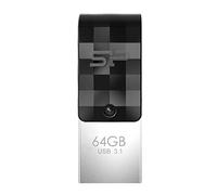 Silicon Power Mobile C31 unidad flash USB 64 GB USB Type-A / USB Type-C 3.0 (3.1 Gen 1) Negro, Plata - Memoria USB (64 GB, USB Type-A / USB Type-C, 3.0 (3.1 Gen 1), Girar, 3,3 g, Negro, Plata)