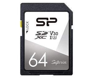 Silicon Power SP064GBSDXCV3V10 Tarjeta SD, 64 GB, UHS-I, U3, V30, Compatible con 4K, Clase 10, Velocidad máxima de Transferencia: 100MB/s, garantía de 5 años