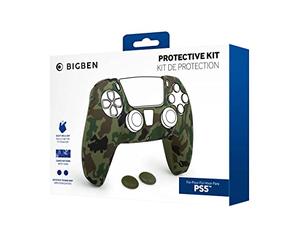 Silicon Skin para Mando Sony Dualsense y un par de Grips para Joystick para PS5. Color: Camo