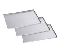 Silicon Tech Juego de Tres Bandejas de Horno 60 X 40 Chapa Aluminizada sin Recubrimiento Antiadherente Uso Profesional Borde 2 cm