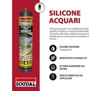 Silicona Acuarios Terrarios Transparente SOUDAL Resistente Rayos UV, 290 ML