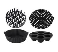 Silicona Air Fryer Liners - Reusable Tray, Non Stick Basket | 4 Pieces Heat Resistant Cooking Mats for Baking Roasting Grilling Microwave Oven Toaster Fryer Pan Kitchen Accessories Daily Meal Prep Use