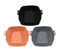 Silicona Air Fryer Liners, sin tick Baking Trays, 3 piezas reutilizables Square Cookware Mats, Heat-Resistant and Easy-Clean Design, Ideal para Oven, Microondas, Toaster, Daily Meal Prep, Kitchen Use