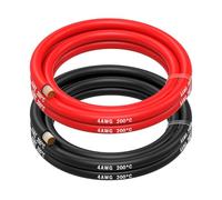 Silicona AWG Cable Eléctrico por MMOBIEL - Cable de cobre estañado, Gauge - Rojo y Negro Pares de Alambre - Flexible de alta temperatura de alambre para la automoción, (4 AWG, 1,5 m)