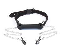 silicona boca gags Juguete de cuero PU boca mordaza bola sexo con abrazaderas de Clip Bondage sexo juguete para adultos