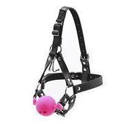 silicona boca gags S/M/L Bondage Arnés Silicona Boca hueca Bola de mordaza Gancho para la nariz para hombres Juegos de rol Juguetes sexuales
