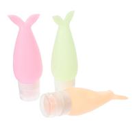 Silicona Botella Rellenable 90ml Rosa 3 Piezas | Diseño Portátil, Apertura Cómoda, Forma Cartoon, Estilo Chic y Lovely, para Cosmética y Champú Color Aleatorio