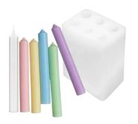 Silicona Candles Molds, Reutilizable Casting Tray, 6 Cavity Cylinder Molder for Wax, Authentic Crafting Tool, Heat Resistant Flexible Mat for Details, Professional Handcraft Accessory for Home Studio
