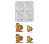 Silicona elástica con 4 corazones para hacer arte de resina y aplicaciones de estudios creativos, hecho a mano, regalo de silicona