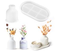 Silicona Florero Moldes,2 Piezas Botella Molde de Resina, Moldes Resina Jarrón,DIY Moldes Resina Silicona Floreros,portalápices, Decoraciones de Escritorio