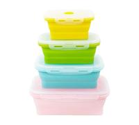Silicona Food Containers, Reutilizable Plegable Meal Prep Storage Set, Leakproof Stackable Mini Box Organizer for Leftovers School Hiking Lunch Swelling-Free Freshness for Students Adults Workplace