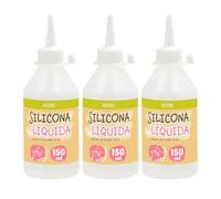 SILICONA LÍQUIDA QUIJOTE PAPER WORLD - Transparente para goma eva, papel, cartón, cuero, tela y madera. Ideal para manualidades. Uso escolar y de oficina - PACK 3-150ml