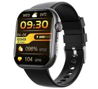 (Silicona negra) F100 Reloj inteligente saludable ECG Monitoreo de electrocardiograma SOS Glucosa en