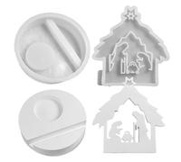 Silicona para belén en forma de casa y figuras, yeso, decoraciones de mesa, moldes de silicona para cuna