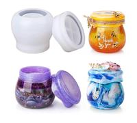 Silicona Para Moldes 1 Uds. Tarro de pudín, botella almacenamiento, Molde resina silicona con tapa, caja portavelas, molde fundición for herramienta joyería DIY(Storage 08)