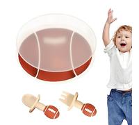 silicona para niños, bandeja alimentación dividida con ventosa en forma pelota rugby, agarre dividido para la alimentación entrenamiento, plato dividido antideslizante