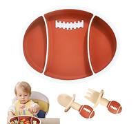 silicona para niños pequeños divididos | Plato alimentación con succión dividida en forma pelota rugby,Suministros alimentación para niños para entrenamiento