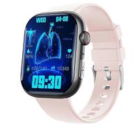 (Silicona rosa) F100 Reloj inteligente saludable con ECG, electrocardiograma, monitoreo de glucosa en