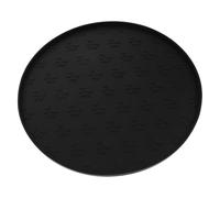 Silicona Tapete Redondo Antideslizante para Comida de Mascotas | Borde Elevado, Superficie Lisa con Huella, Uso en Casa o Balcón, Color Negro