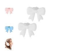 Silicone 3D Bow Headphone Decor, 2 Pack Soft Touch 3.14 Inch Bows in Multi-Color, Cute Accessories to Personalize Headphones for Women, Girls, Gamers and Streamers (White,1 Pair)