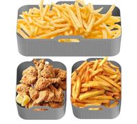 Silicone Air Fryer Liners - Rectangle Tray | Reusable Food Grade Parchment Paper Pots for Microwave, FrRyer, Baking