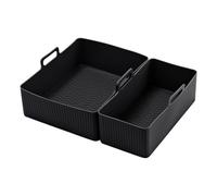 Silicone Air Fryer Liners Set, Non-Stick Reusable Oven Accessories, 2-Pack Rectangular Baking Trays for Air Fryers Basket, Home, Studio, Restaurant Cooking, 8.27x7.09x2.76 inches
