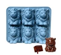 Silicone Animal Molds - 6 Cavities 3D Male Lion Easy Release, Animal Molds Ice Maker, Flexible Silicone Big Cat Tray | Sculpted Beast Novelty Cubes Maker for Beverage Chilling Drinks Whiskey Cocktail