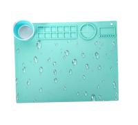 Silicone Art Mat - Nonstick Crafting Work Pad, Protective Sheet for Watercolor, Flexible Paint Guard, Reusable Artist Base with Detachable Brush Cup, Large Workplace Tray for Containing Spills