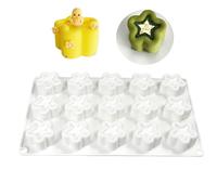 Silicone Baking Molds, Festival Cake Molds, Star Shape 15-Cavity Crafts Casting Tool For Wax Cement Clay Soap Jelly Pudding Dessert Muffin Cake