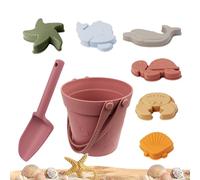 Silicone Beach Toy Set, Kids Sand Bucket Shovel Kit, Travel Friendly Sand Toys with Soft Flexible Design, Silicone Beaches Tools, Animal Mold Set with Fun Shapes, Beach Toys for Outdoor Play Use