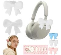 Silicone Bow Headphone Accessory, 3D Bows Decor for Headphones, Bow-Shaped Headphone Decoration Accessory, Stylish Bows Coquettish Headphone Clip Decor for Women Gamers Streamers (White)