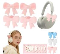 Silicone Bow Headphone Accessory, 3D Bows Decor for Headphones, Bow-Shaped Headphone Decoration Accessory, Stylish Bows Coquettish Headphone Clip Decor for Women Gamers Streamers (2 Pairs *Pink)