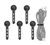 Silicone Cable Ties - Reusable Organizer Set Five, Anti Wire Management with Flexible Grip, Travel Cord Strap, Small Space Storage, Cord Control Kit for Phone Charger Computer Home Office