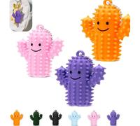 Silicone Cactus Pain Fidget Toy for Adults - Little Ouchies Spiky Sensory Keychain for Anxiety Relief, Stress Stimming Tool & Fun Hard Grippie Gift(3Pcs-B)