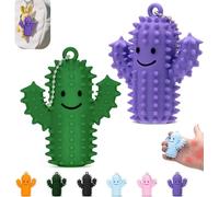 Silicone Cactus Pain Fidget Toy for Adults - Little Ouchies Spiky Sensory Keychain for Anxiety Relief, Stress Stimming Tool & Fun Hard Grippie Gift(2Pcs-B)