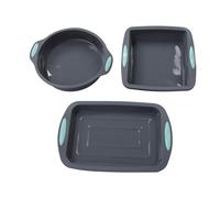 Silicone Cake Bans sin estribo juego de horno de horno reutilizable 3 piezas Round Square Conshaped BakeWare para panaderos de cocina de la cocina s de boda de cumpleaños Silicona