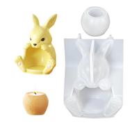 Silicone Candle Holder Mold,Spring Bunny Theme Mould - Tealight Holder Silicone Casting Mold - For Plaster Epoxy Resin Soap Chocolate Jelly Dessert Kids Teens Beginners Professionals