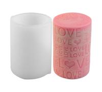 Silicone Candle Molds Valentine's Day - Engraved Love Cylinder Making Kit, 3D Heart Letter Resin Casting Supplies, Reusable Aromatherapy Soap DIY Plaster Tool, For Wedding Gift