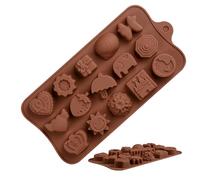 Silicone Candy Mold, Creative Chocolate Mold with Various Shapes, Food Grade No-Stick Trays for Candy Making and Ice, Ideal for Home and Restaurant Use, 10.4x21x0.5cm