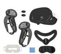 Silicone Case Set Compatible with Meta Quest 3S Accessories, Protective Case Set Includes Meta Quest 3S Case, Controller Grip Cover, Soft Case Cover. (Black)