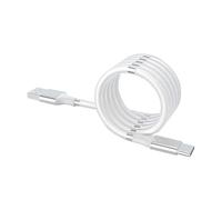 Silicone Charging Cords - Magnetic Auto Coil Wire, Heavy Duty 6ft Power Lead, Soft Touch Data Cord | Non Tangling Connector, Durable White Desktop Cable For Smartphone Tablet Gadgets self coiling