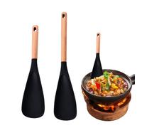 Silicone Cooking Spatula Set, Wooden Handle Kitchen Spatulas, Heat Resistant Silicone Mixing Spoons for Nonstick Cookware, Flexible Cooking Spatula Utensils for Baking Mixing Serving, Kitchen Tool Set