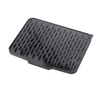 Silicone Dish Drying Mat, Heat Resistant Kitchen Drain Pad, Non Slip Dish Drying Pad, Kitchen Drain Pad 15.75 X 12.60 X 0.79 Inches for Restaurant, Work Area, Kitchen (Black, Gray)