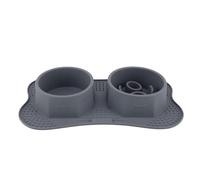 Silicone Double Pet Bowls for Dogs and Cats, Dual Food and Water Feeder with Non - Spill Mat, Slow Eating Design, Large and Small (l)