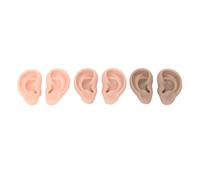 Silicone Ear Set 3 Pairs | Soft Flexible Artificial Ears for Practice | Reusable Ear Set for Cosmetology Training / Beauty School / Beginners | 3 Skin Tones, Life - Like Texture