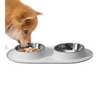 Silicone Feeding Bowl, Anti-Slip Pet Dish, Waterproof Mat Combo, Compact Double Feeding Basin, Ideal for Dog Cat Eating Time, Snack, Food Serving Station, Indoor, Outdoor, Kitchen and Travel